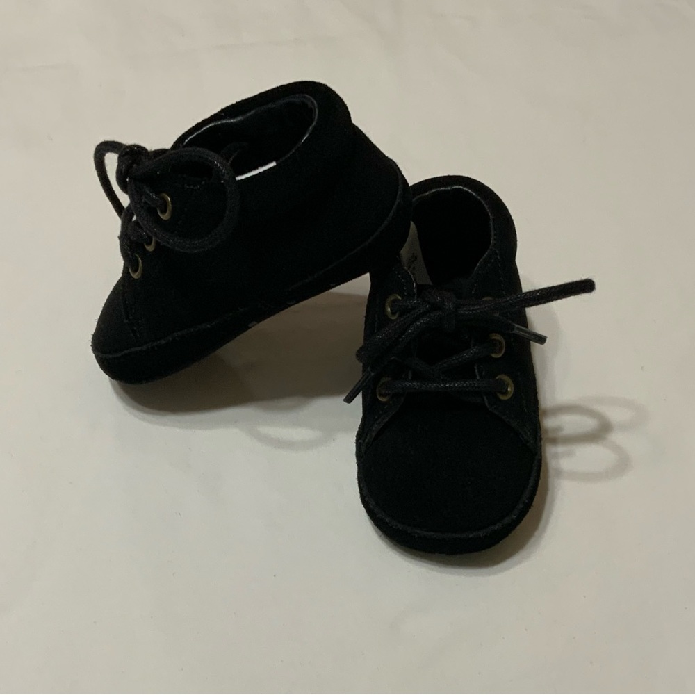 Janie & Jack Baby Boy lace-up shoe, black
